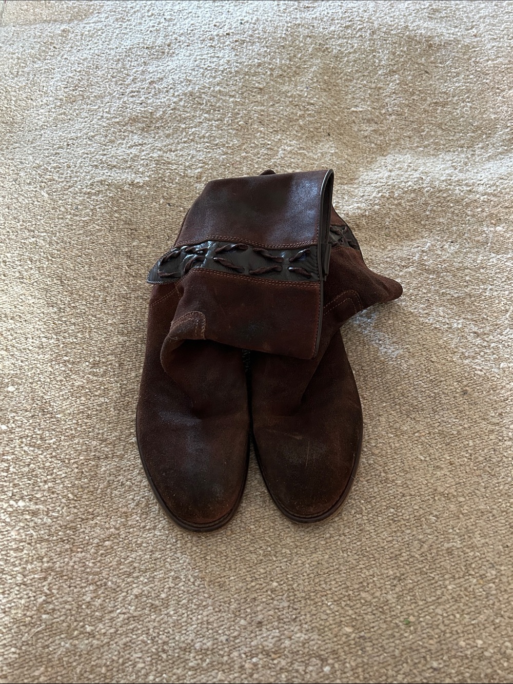 Sundance Brown Suede Fold-Over Ankle Booties